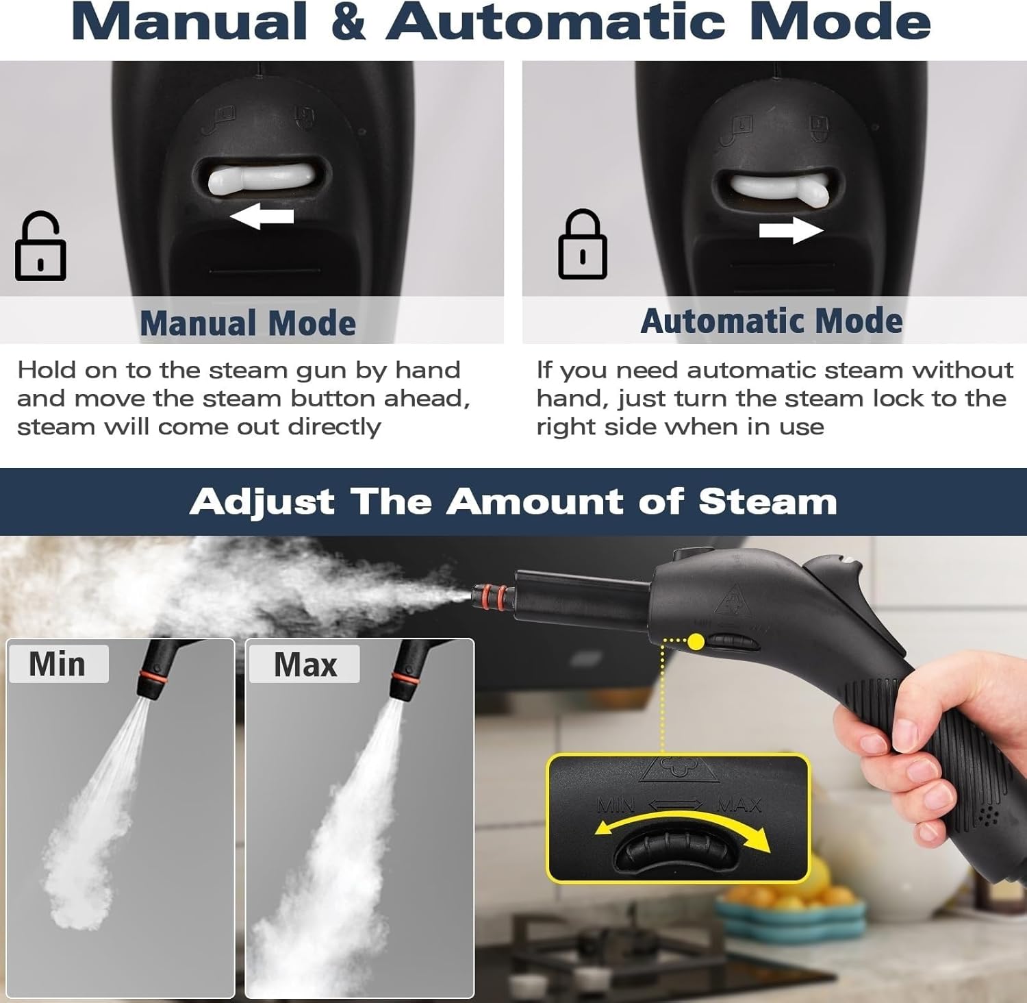 Steam cleaner, multi-purpose steam engine with 21 accessories, 248 ° F high-temperature steam, suitable for floors, kitchen oil stains, tiles, carpets, cars, toilets - Image 4