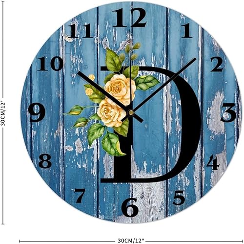 Miniatura 2 de NoneQeleve Reloj de pared moderno de PVC para decoración de sala de estar diseño floral rosa con letra D relojes de pared decorativos silenciosos