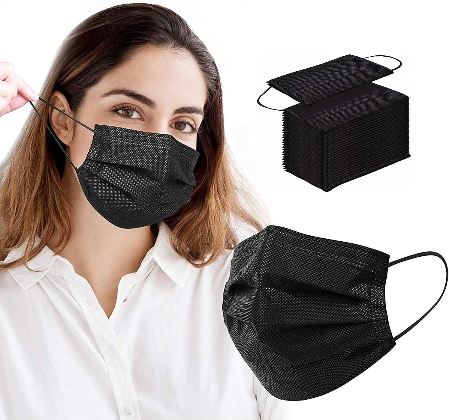 50pcs Black Disposable Face Masks Cover Breathable Dust Mask
