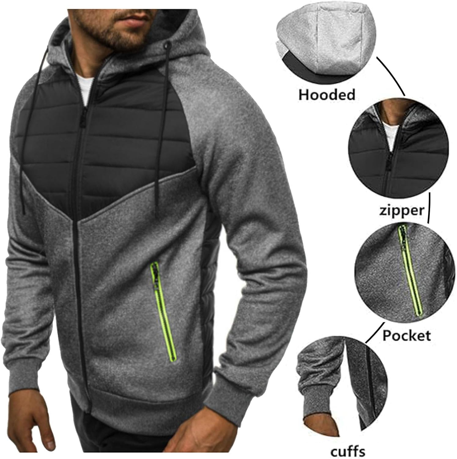 Felpa con Cappuccio Sportiva da Uomo per MV Agusta, con Stampa Patchwork, con Cappuccio, con Cerniera, con Cappuccio Color-Block, a Maniche Lunghe, con Cappuccio, Capispalla,F-L