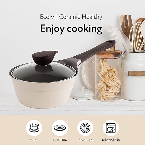 Miniatura 2 de Neoflam Calentador de mantequilla de 1.9 cuartos de galón para hervir leche, olla de fusión, revestimiento antiadherente de cerámica saludable