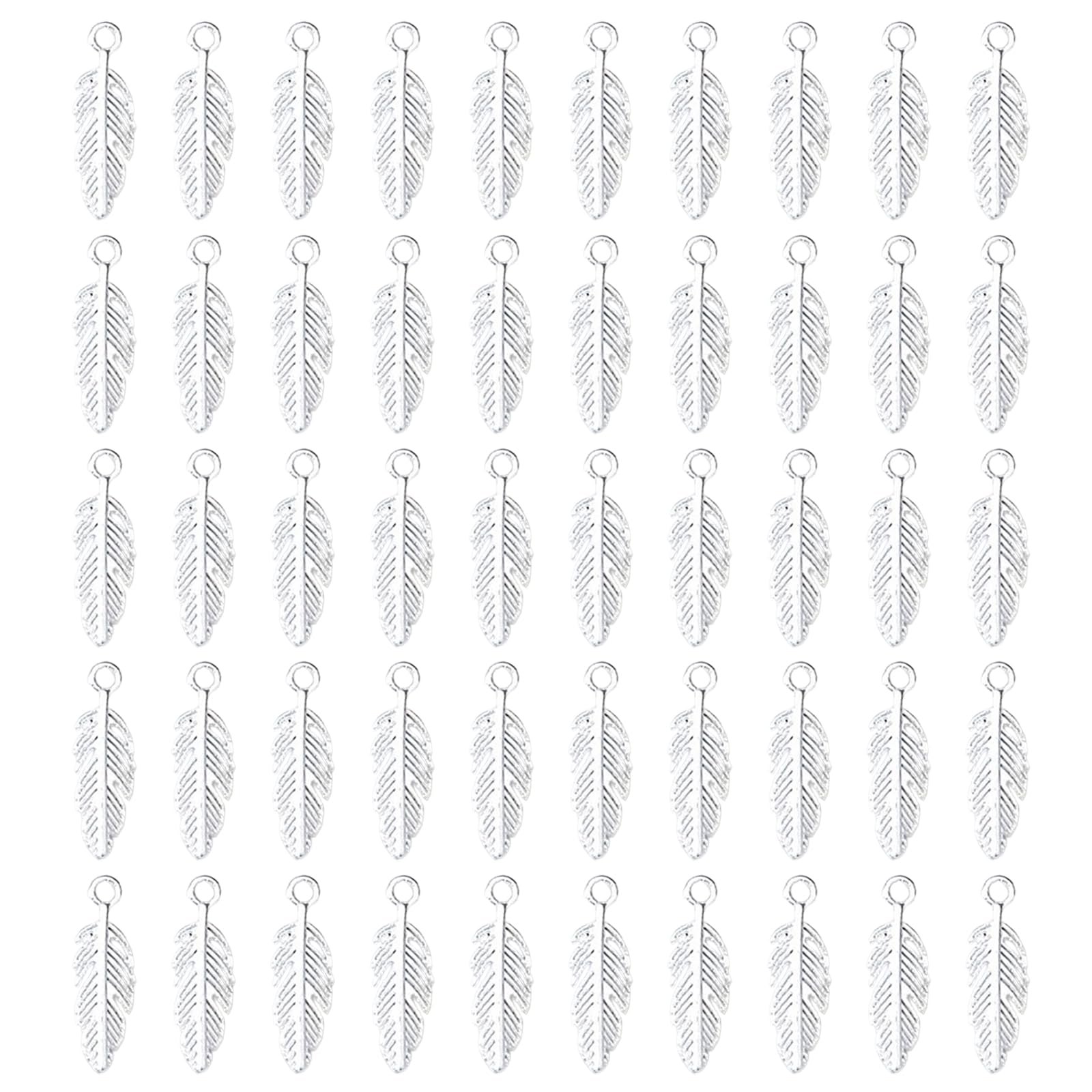Buxuaaaa 50pcs Metal Charm Feathered Pendants for Craft Project Making Use Jewelry and Ethnic Costume Crafting Supply Crafting Supply