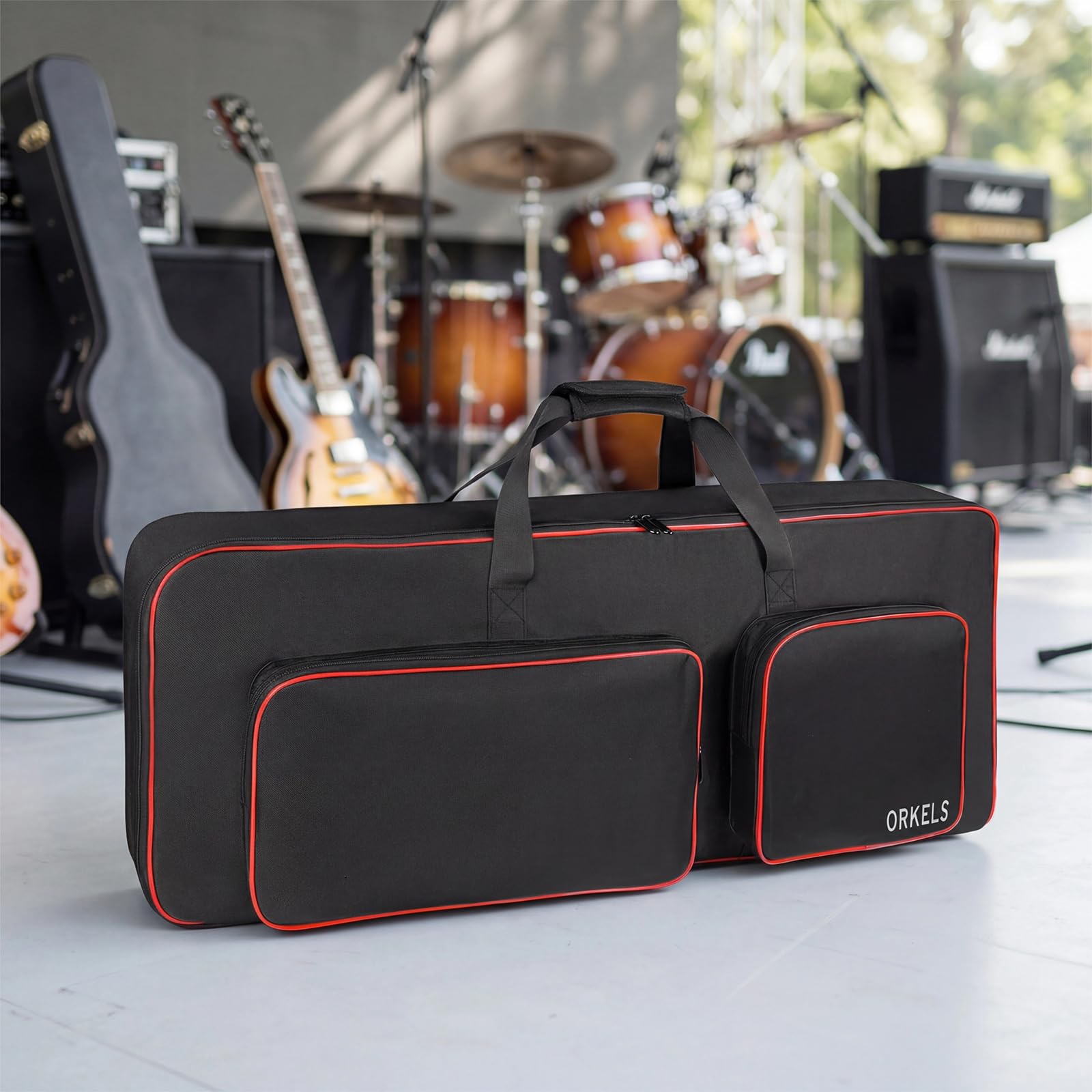 Funda para piano electrónico, acolchada, impermeable, 600D, con correas de mochila y compartimento para accesorios (49 teclas, 86 x 35 x 11 cm)