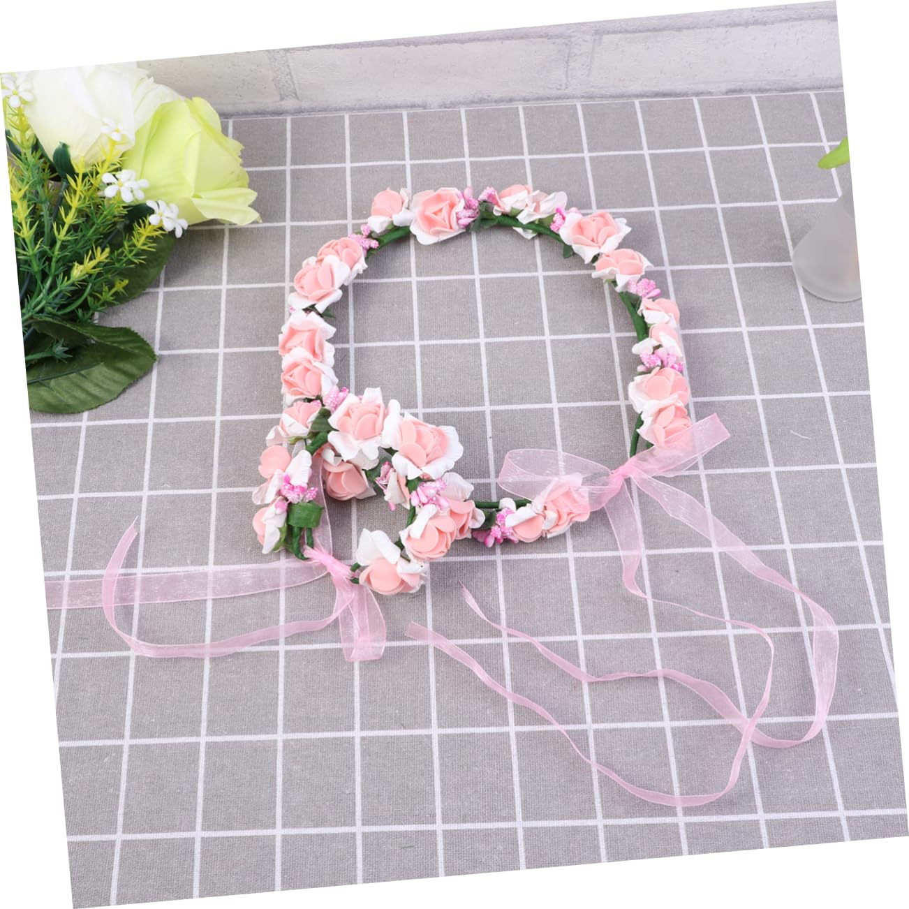 Girls accessories 6 sztuk ślubnego nakrycia głowy i bransoletki Girlanda do włosów i kwiatowa bransoletka Wianek i pętla na rękę Różowa Birthday Gift
