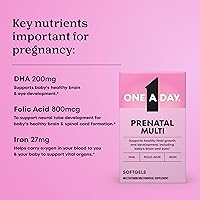 Vista 2 de One A Day Vitaminas prenatales - Ácido fólico, hierro, Omega-3 (DHA), vitaminas para el embarazo para mujeres, multivitamínico prenatal