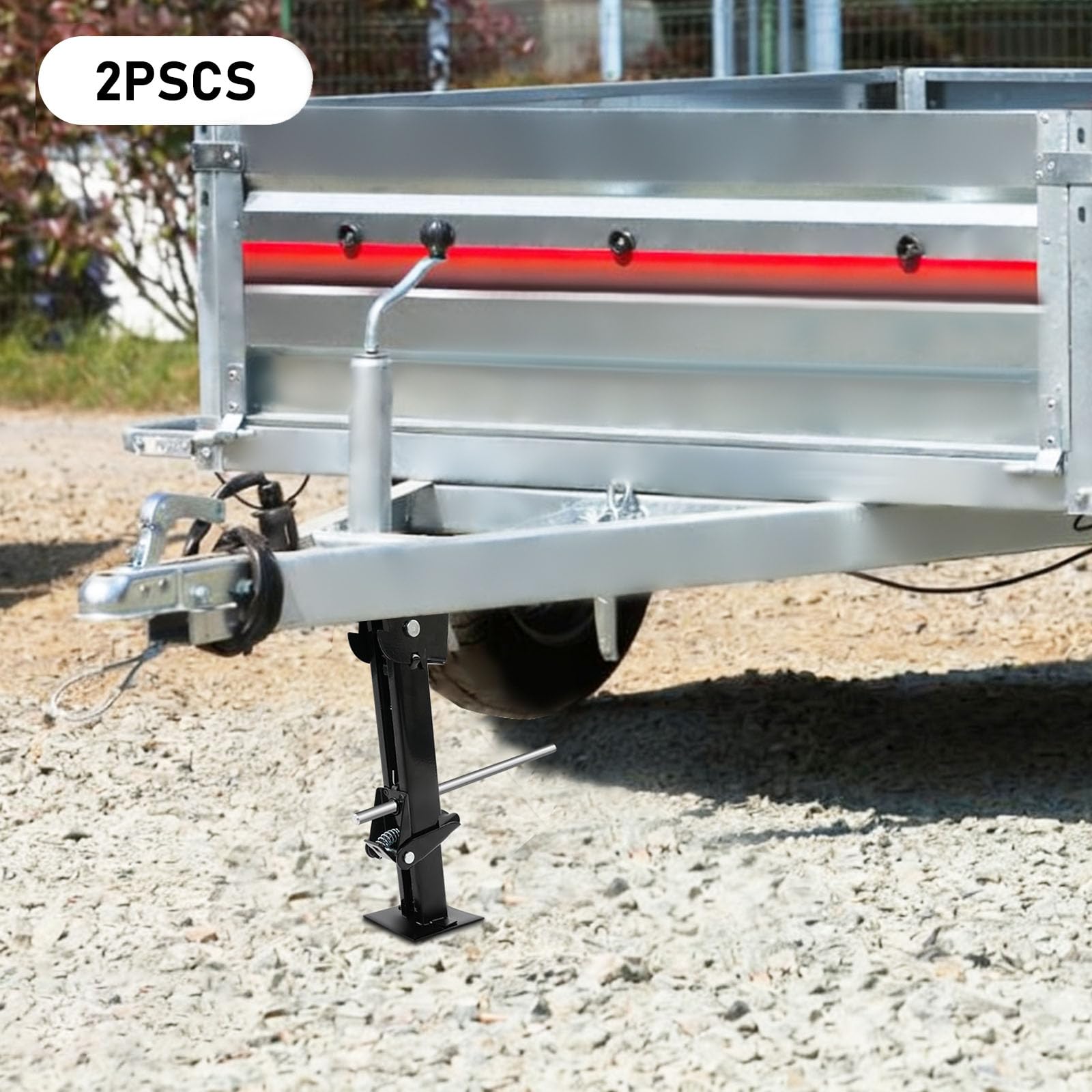 2er Set Anhängerstützen klappbar 28,9–45,5 cm höhenverstellbar,Anhängerstützen Höhe – Teleskop Stützfuß aus Kohlenstoffstahl bis 450kg, Wohnmobil & Lastenanhänger, inkl. Handgriff