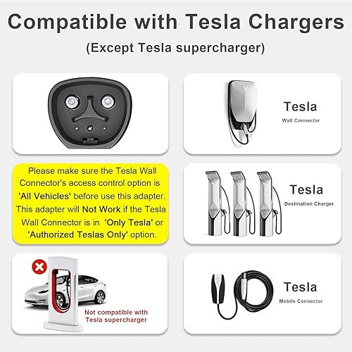 Miniatura 2 de Westsaim Adaptador de carga Tesla a J1772, 60A 250V Tesla cargador a J1772 adaptador apto para Ford, BMW, Chevrolet, Hyundai, Nissan, Honda, Toyota,