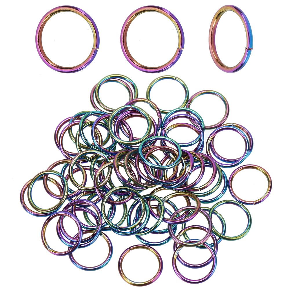 CHGCRAFT 60Pcs Rainbow Open Jump Rings - 304 Stainless Steel Plating for Necklace Bracelet Earrings Making, 18 Gauge 12mm
