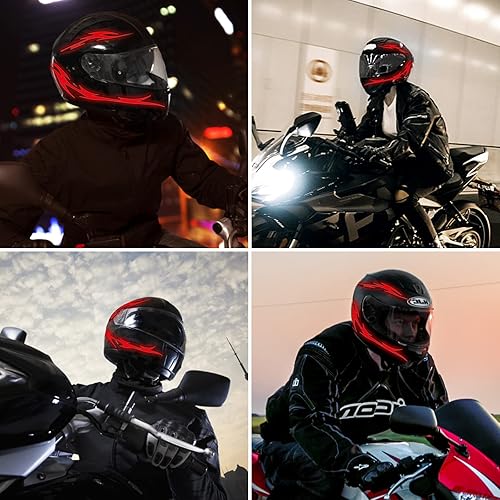 Miniatura 6 de JIGUOOR Luz única recargable con forma de llama para casco de motocicleta, kit de señal para conducción nocturna, tira decorativa LED de 3 modos