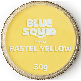 Blue Squid Face Paint Water Based Single Cake Professional Face Paint & Body Paint - Water Activated, Kids Adults Face Painting for Costume, Halloween Makeup, Cosplay - Pastel Yellow Face Paint 30g