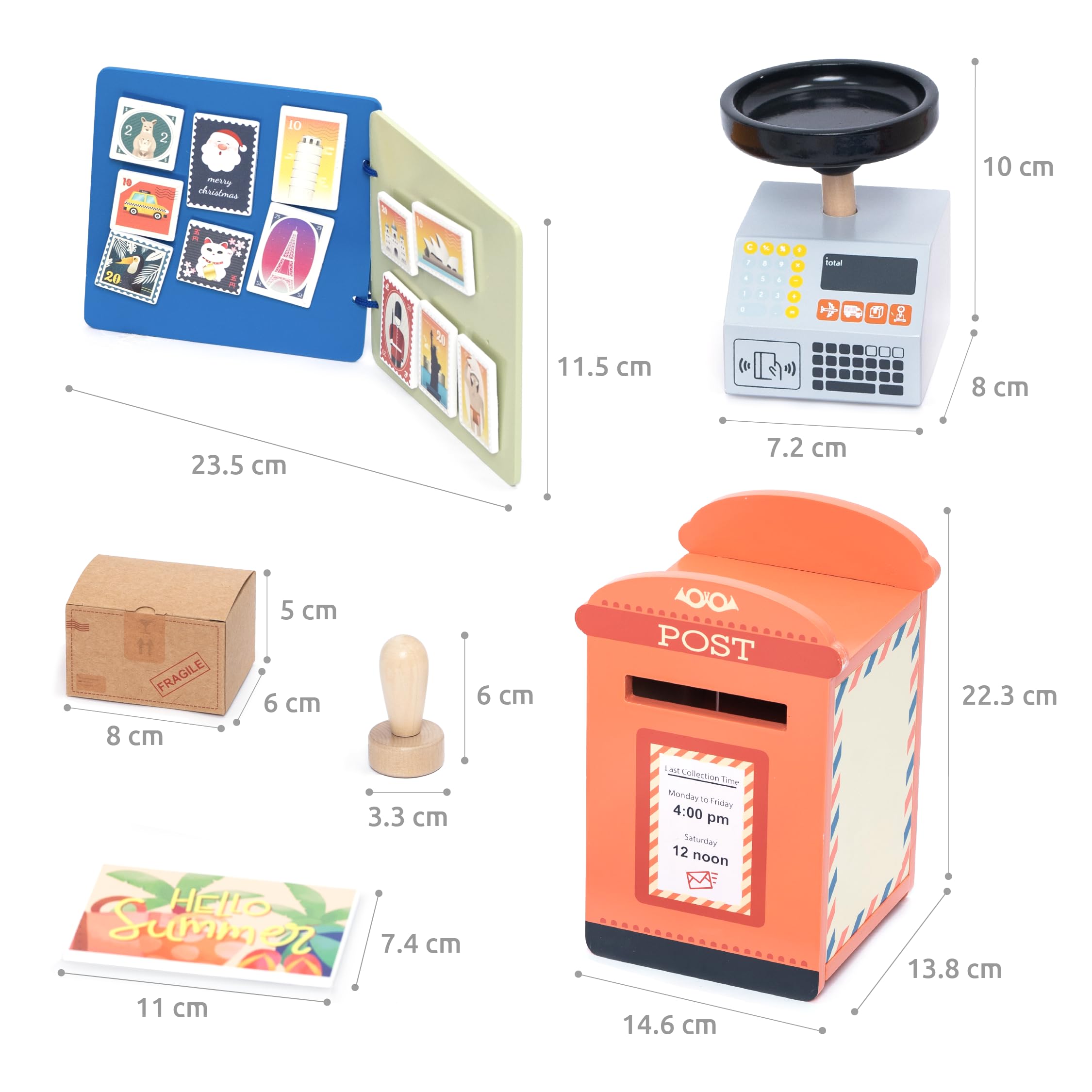 Image secondaire de UMU® Kit de jeu en bois – Avec boîte aux lettres, timbres, fournitures postales pour enfants à partir de 3, 4, 5, 6 ans, jouet é