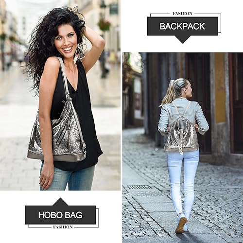 Miniatura 2 de kalopar Hobo Bags for Women,Large Shoulder Tote Bag for Women,Shiny Leather Trendy Purse with Zipper.
