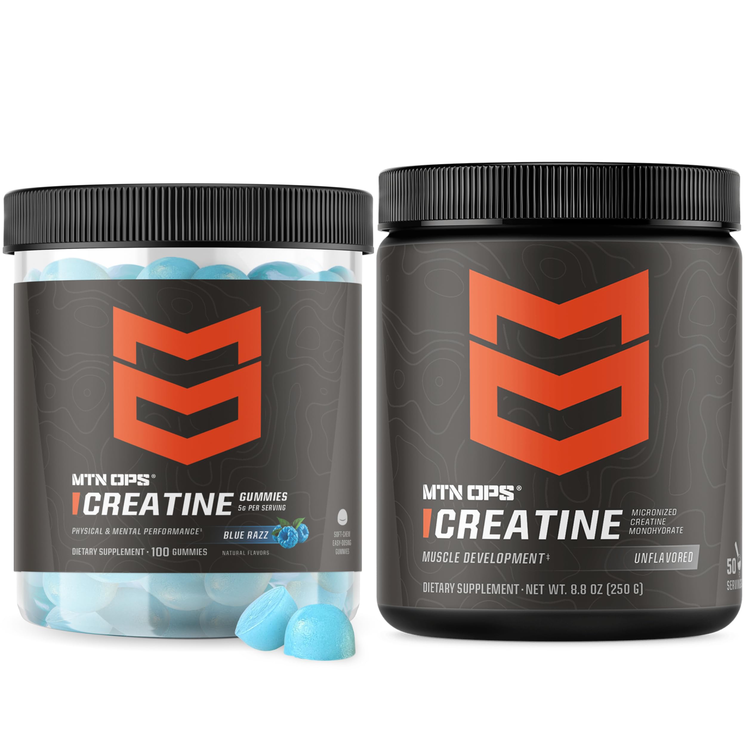 MTN OPS Creatine Gummies & Creatine Powder Bundle, 5g Creatine Monohydrate Gummies + Micronized Creatine Powder, Strength, Performance & Recovery Support, Daily Creatine Stack