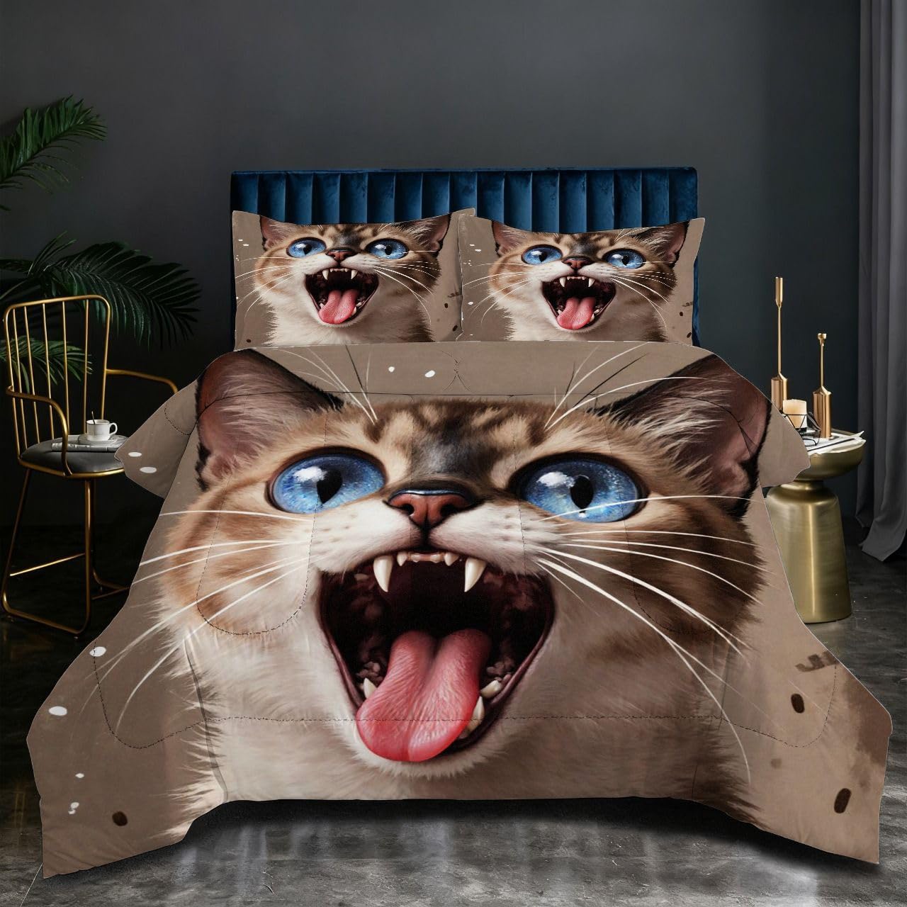 Couette 240x260 cm Chat Hurlant en coton naturel et microfibre de 2.7 kg