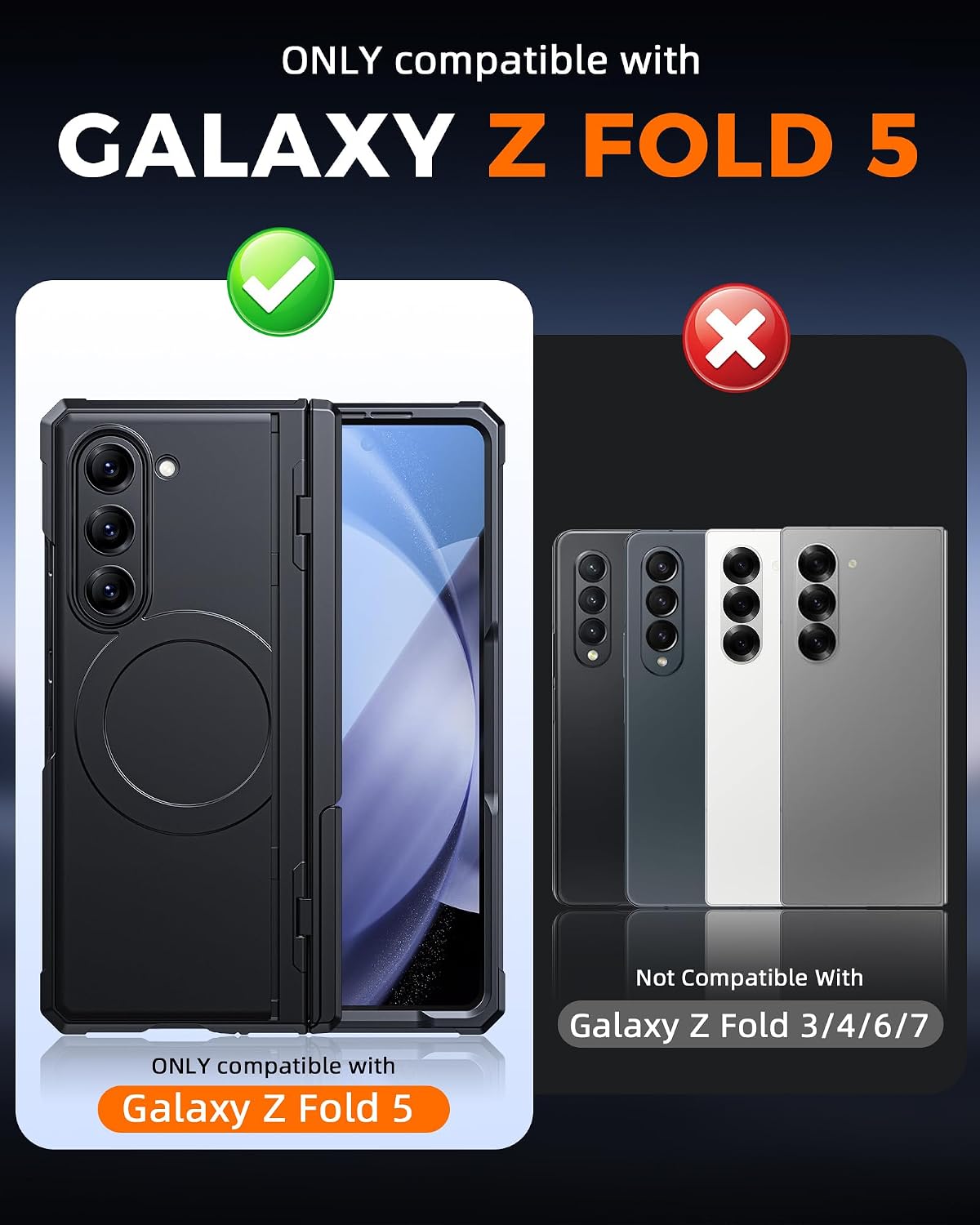 Kaiiecal for Galaxy Z Fold 5 Case with Screen Protector [Fit for Magsafe] [Dual-Stand] [Hinge Protection] Shockproof Phone Cover for Samsung Galaxy Z Fold5, Black thumbnail
