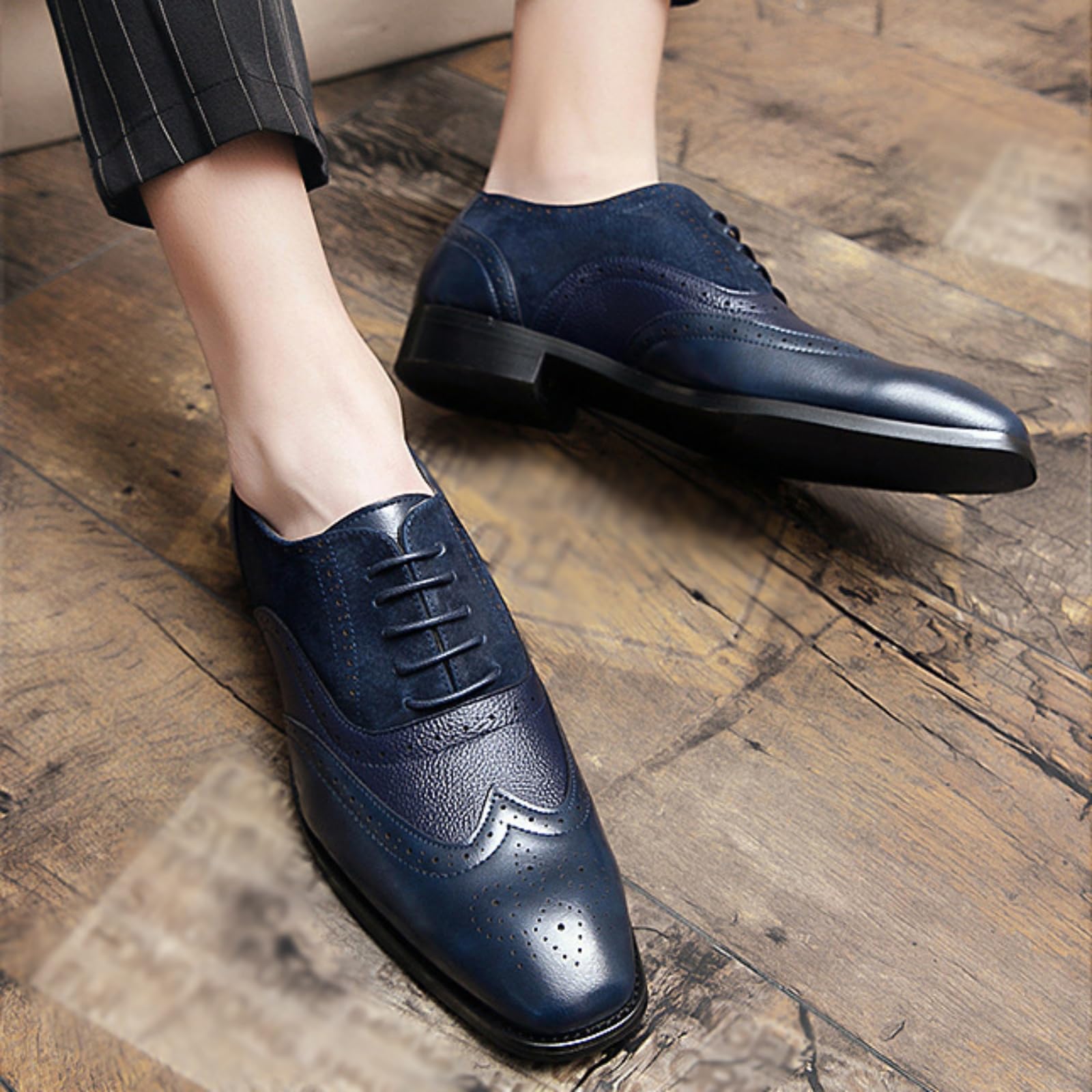 Scarpe Eleganti Uomo Brogue Classiche Scarpe Oxford Stringate con Punta A Punta in Stile retrò per Lavoro E Ufficio