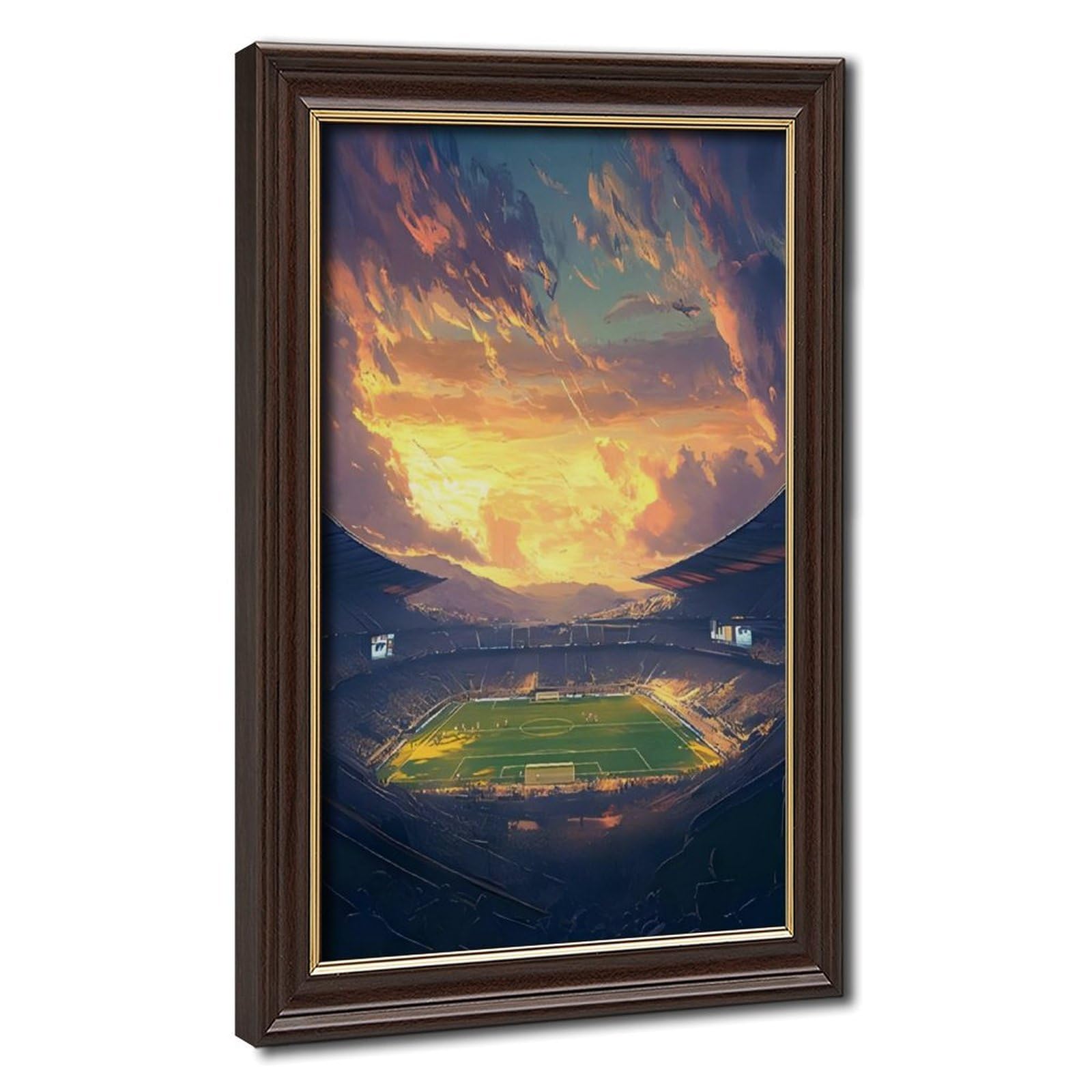 Bareronor Mokume Gane Frame-Style Fútbol Retro Canvas Poster For Home Decor Gift