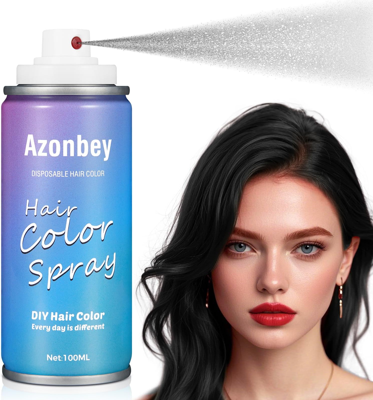 Black Hair Spray,Temporary Hair Color Spray for Kids Women Men,Hair Wax Dye,Washable Hair Dye Color Natural One Time Used Washnable Hair Color for Party,Hollowen,Cosplay (Black, Med)