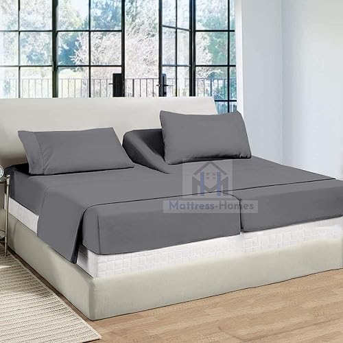 Miniatura 2 de Juego de sábanas Split King para cama ajustable, juego de sábanas divididas de 5 piezas para cama King dividida ajustable de 600 hilos, 100% algodón