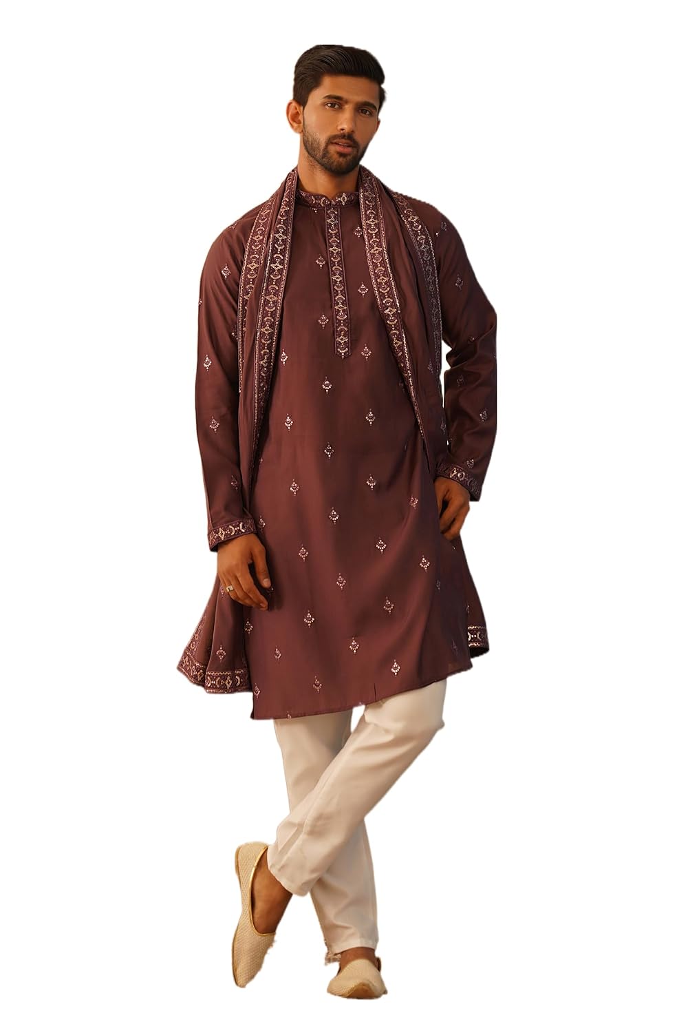Jompers Men's Embroidered & Sequin Kurta Pyjama With Dupatta. - Review, Price and Buying Guide