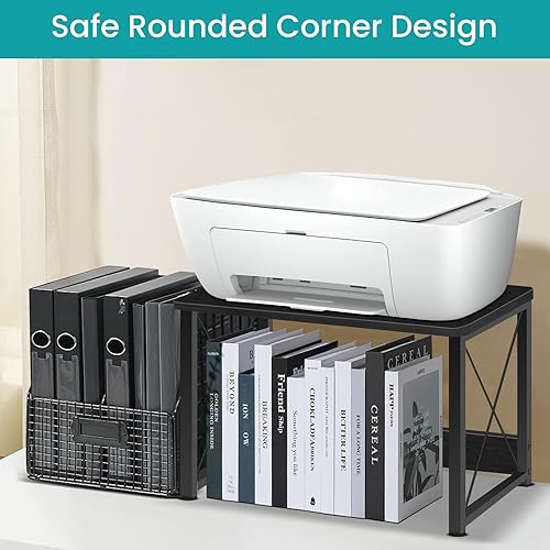 Miniatura 7 de ELITEROO Soporte para Impresora de Escritorio con Almacenamiento, Soporte de Mesa Estantes Pequeños de Escritorio Organizador para HogarOficina,