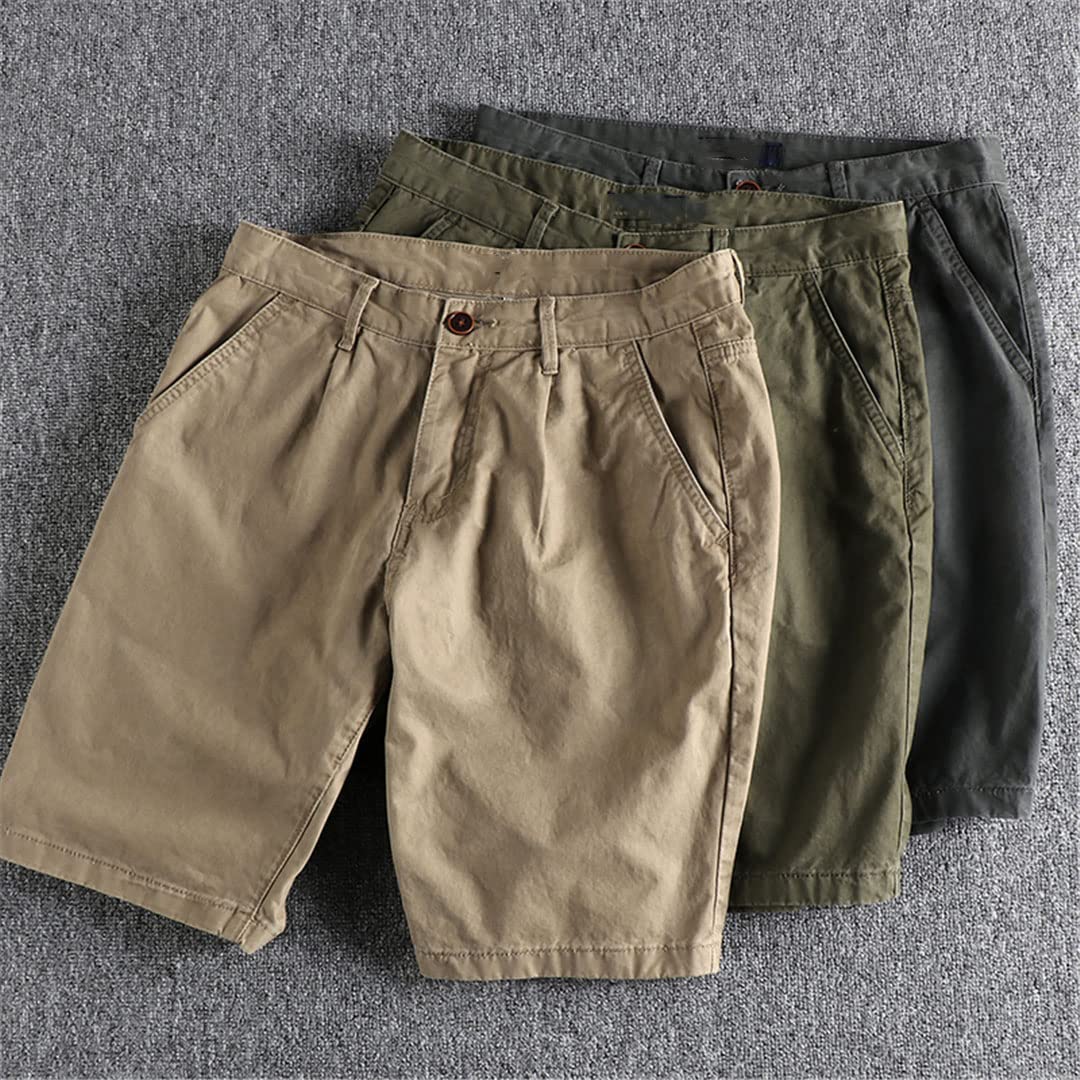 Męskie spodenki na co dzień, pięcioczęściowe, Khaki, 38