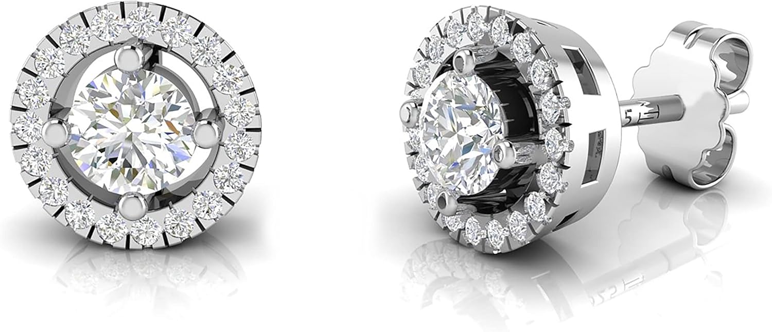 Sterling Silver Stud Earrings for Women Hypoallergenic Heart and Halo Stud Earrings Cubic Zirconia Stud Earrings for Women and Girls Small CZ Stud Earrings Set for Everyday Wear