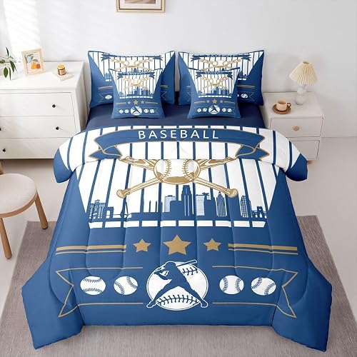 Erosebridal Baseball Comforter Sets with Sheets - Bedding Set Twin for Boys Girl