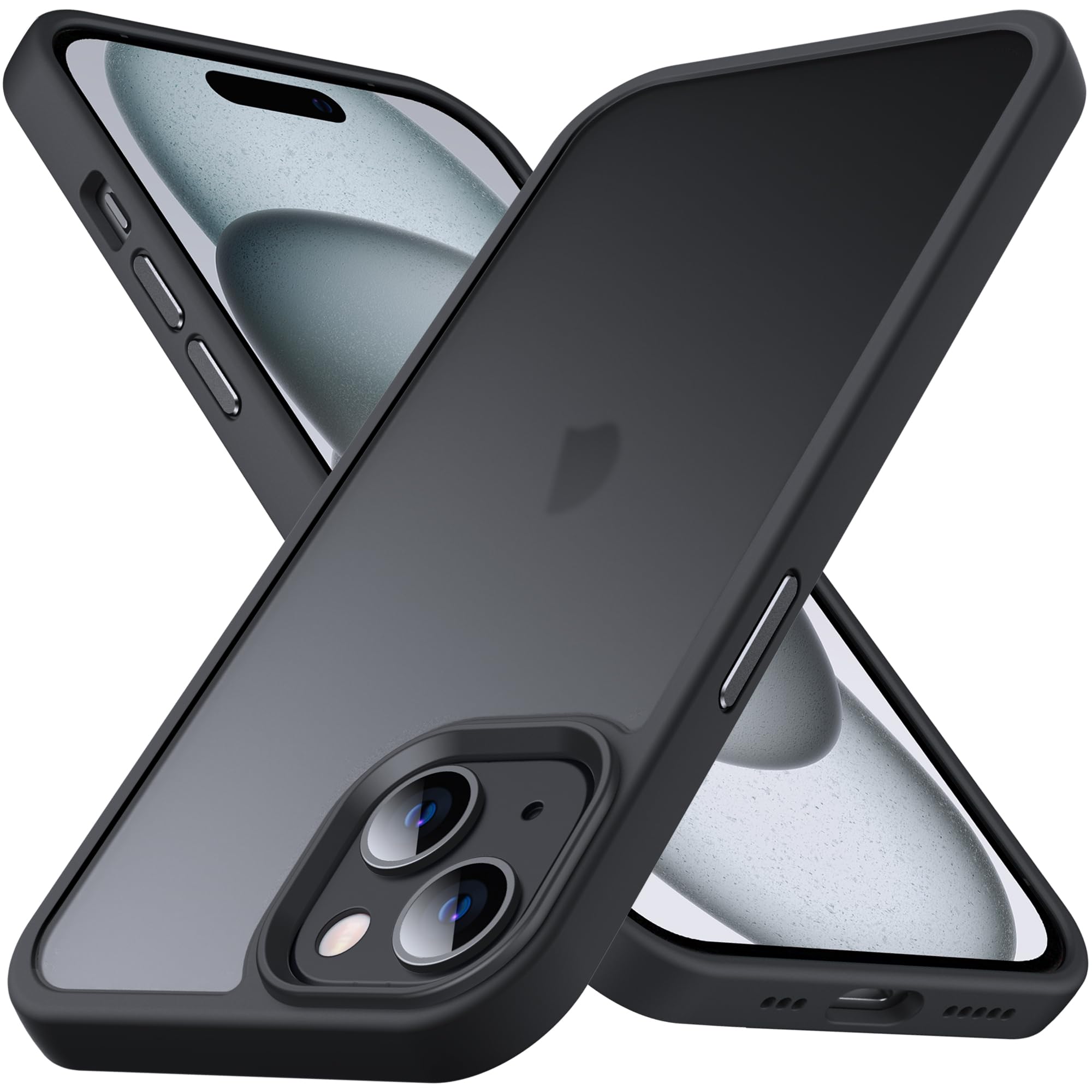 Coque silicone mate translucide noire Anqrp compatible iPhone 15 Plus - 10