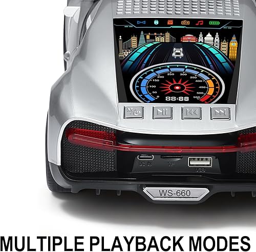 Miniatura 3 de WS-660 Hypercar Replica Altavoz Bluetooth con pantalla LED Starry-Sky, portátil con sonido HD, luz de fiesta LED, emparejamiento TWS, reproducción