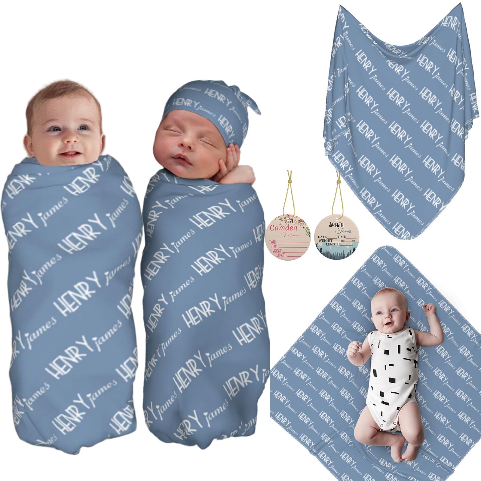 IWEORTHY Personalized Baby Swaddle with Name, Custom Infant Blanket for Newborn,Custom Newborn Baby Gift