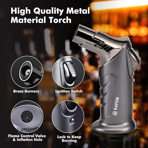 Miniatura 2 de Kit de ahumador de cóctel con antorcha kit de ahumador de whisky con 6 sabores de virutas de madera ahumada - Kit infusor de ahumador de bebidas a