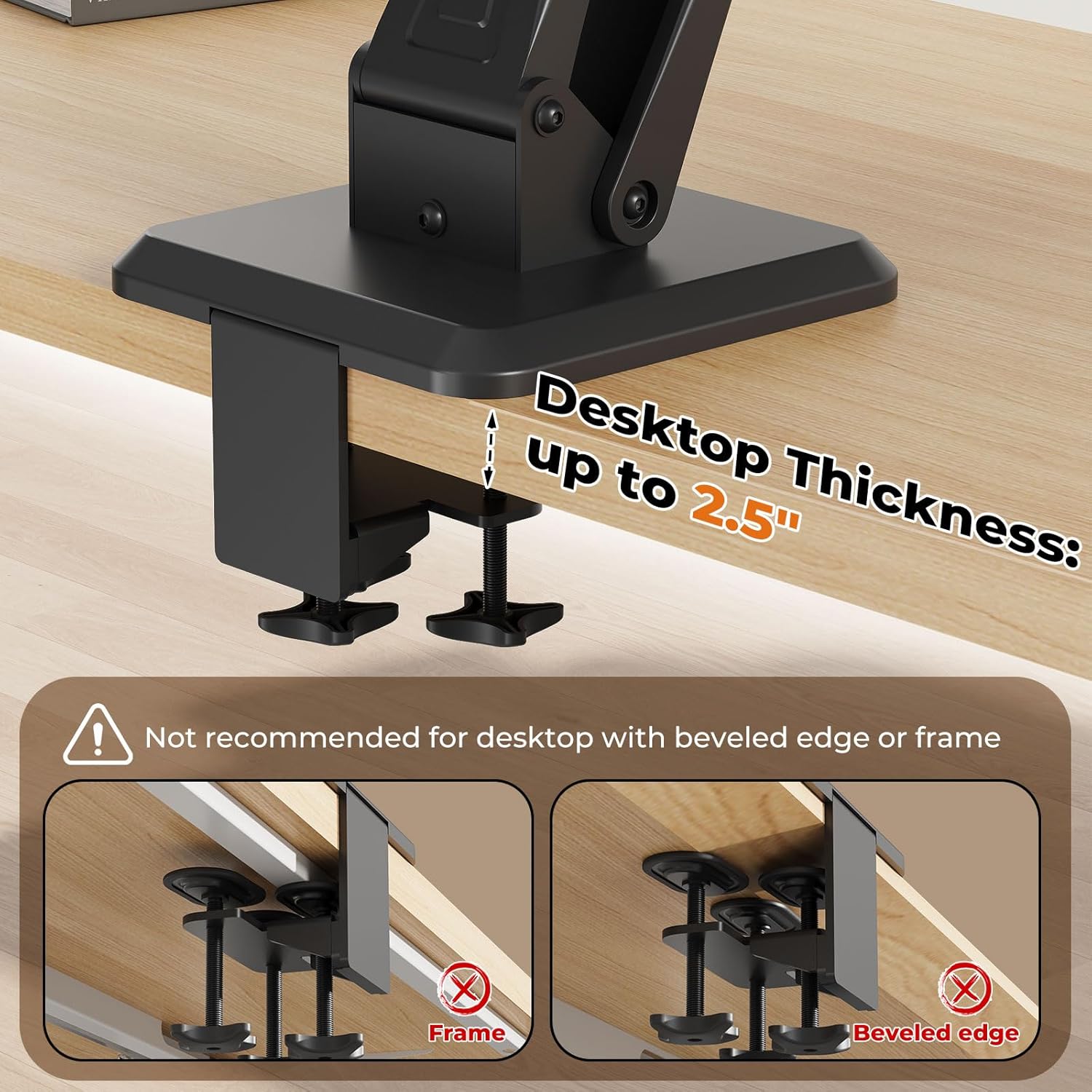 28" Standing Desk Converter, Height Adjustable Clamp Desktop Riser with Keyboard Tray, Sit Stand Monitor Riser Workstation for Home Office, Magnets Inclued, Black