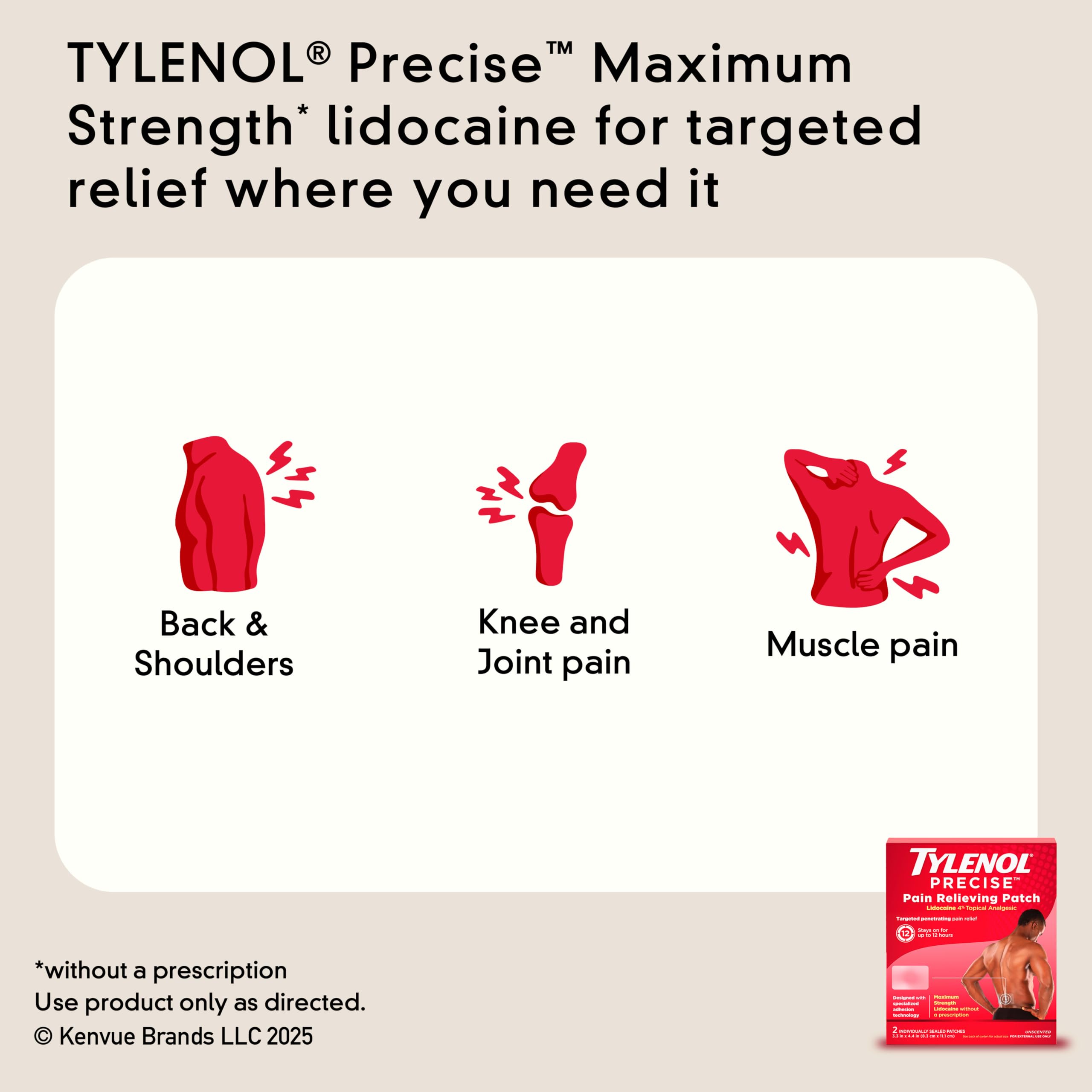 Tylenol Precise Pain Relieving 4% Lidocaine Patches, 4 ct — Amazon image 2