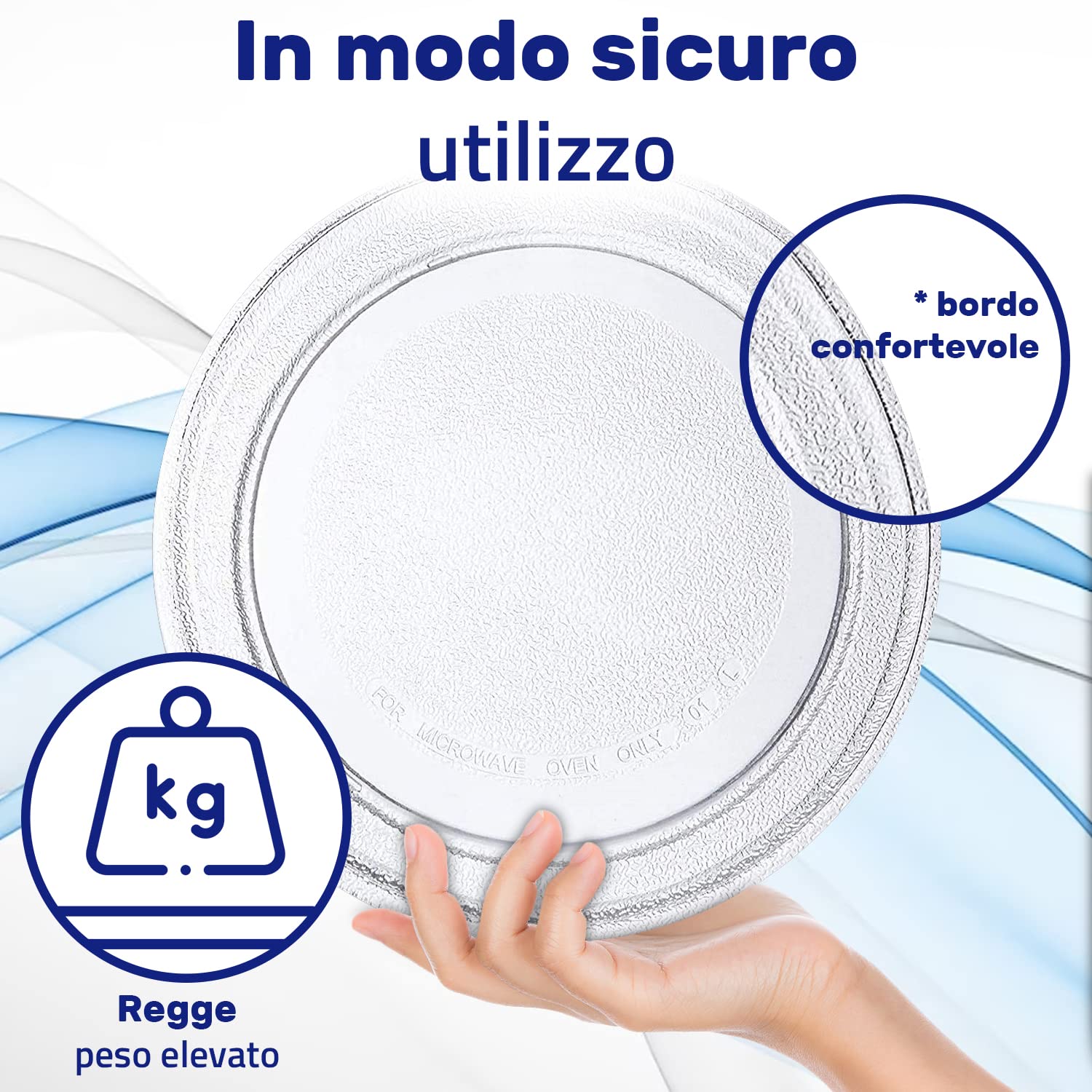 Piatto Microonde Universale 28.4cm Per LG - Vetro Temperato Con 3 Supporti - Foto 7