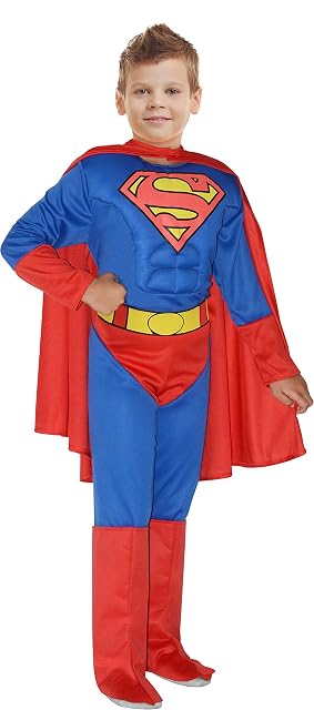 Ciao Superman disfraz niño original DC Comics (Talla 8-10 años) con músculos acolchados
