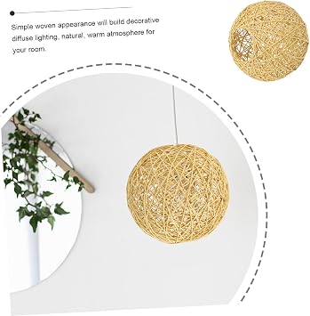 DOITOOL Outdoor Wall Lantern 4 Pcs Takraw Lampshade Ceiling Fan Light Covers Rattan Basket Rattan Lamp Ceiling Shade Globe Lamp Woven Flush Cotton Linen Office Protective Wooden