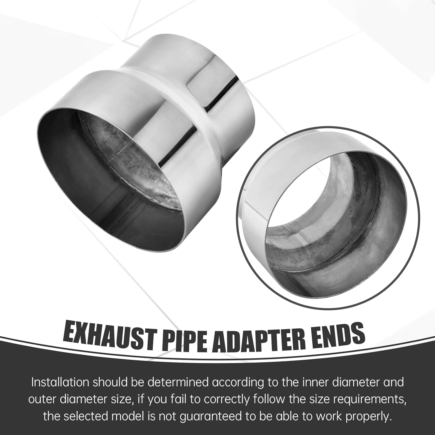 Exhaust Adapter Connector 4"OD to 5"OD，Exhaust Adapter Total Length 4 "Stainless Steel Polished.