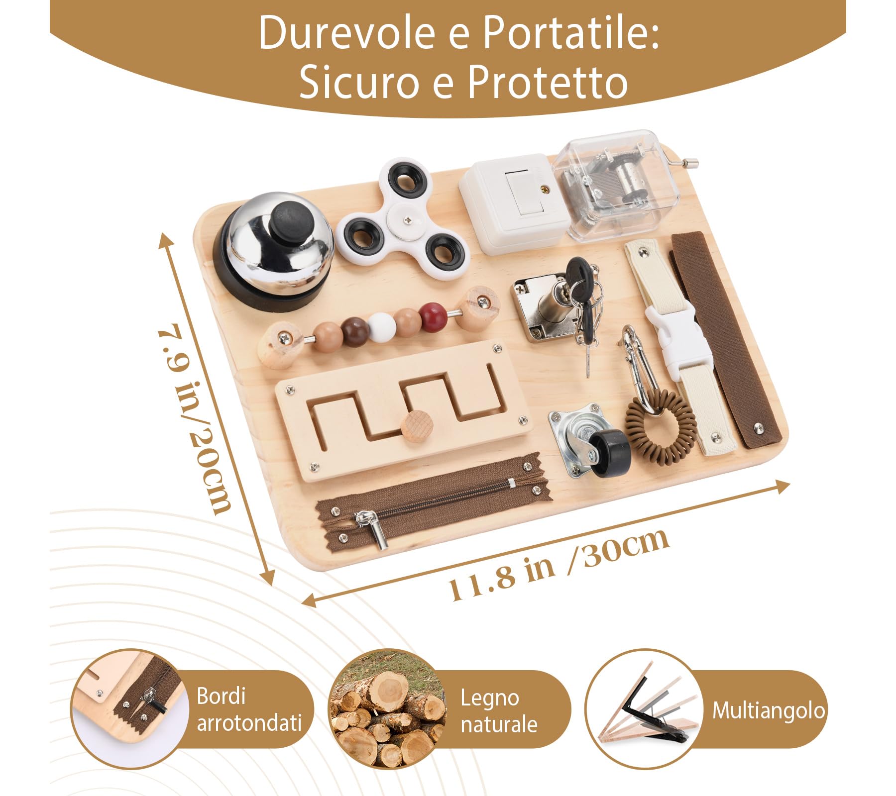 potatomato Busy Board sensoriale per Adulti – attività per Anziani con Alzheimer e demenza – Gioco Montessori Contro ADHD, ansia e autismo – Tavola motoria e di Memoria – Regalo da Viaggio