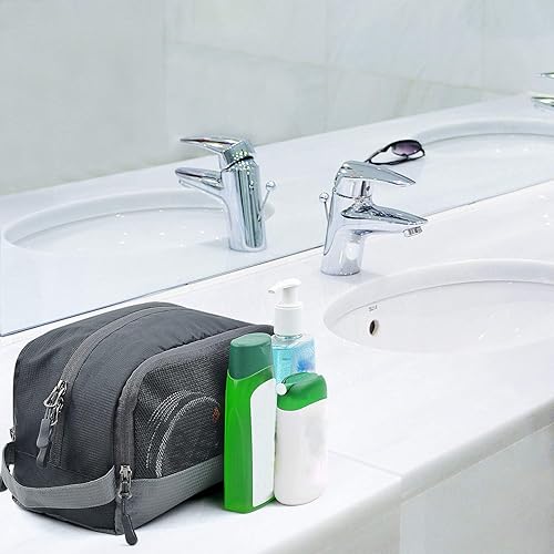 Miniatura 5 de FATMUG Bolsa organizadora de artículos de tocador para viajes, bolsa de afeitado, estuche para kit Dopp para hombre (multiusos, multicolor), Negro