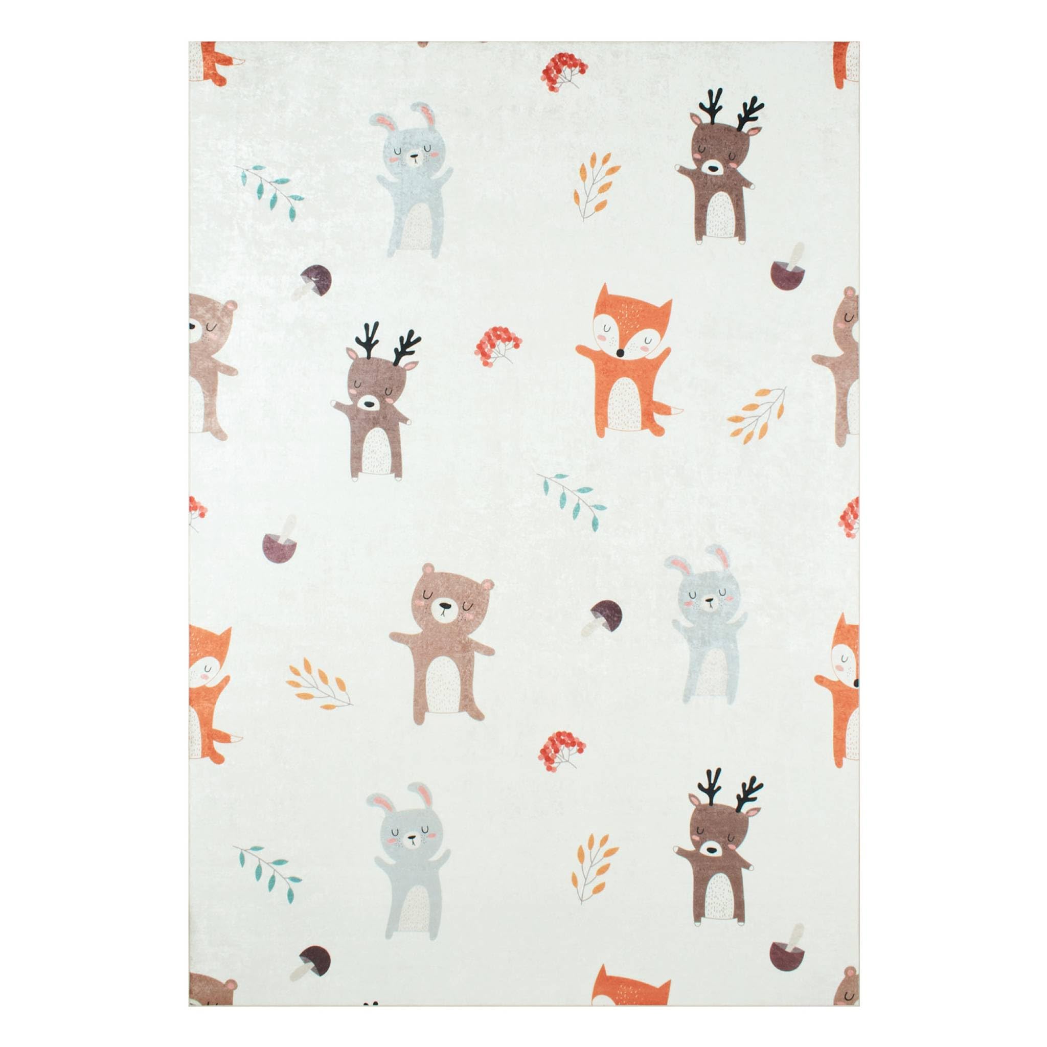 Alice's Garden sweeek - Tapis intérieur Enfant Blanc imprimé Animaux thème automnal 160 x 230 cm - Ravon