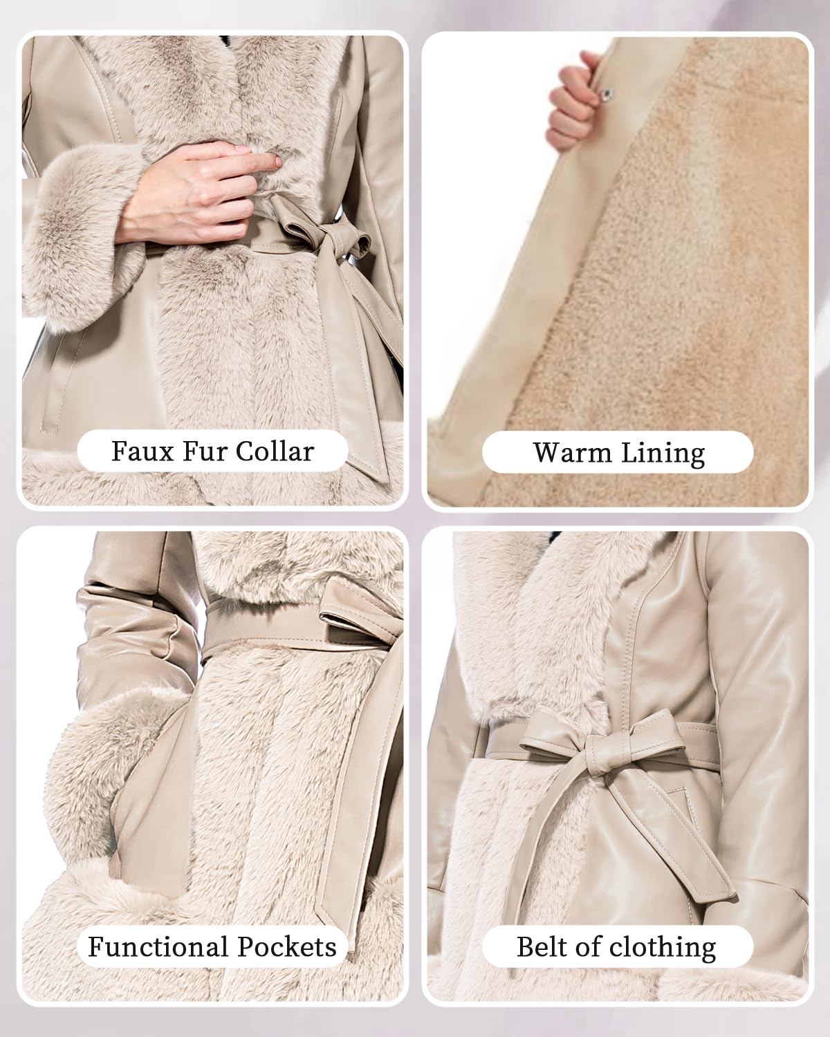 Buy GRAN ORIENTE Women's Faux Leather Jacket with Faux Fur Collar