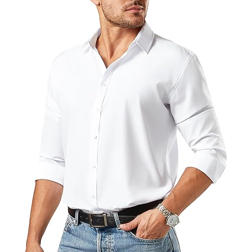 Dress Shirts for Men Big and Tall(XL Big-6XL Big Tall) Button Down Long Sleeve Tuxedo Business Casual Collared Shirt