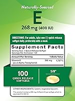 Vista 2 de Nature's Truth Cápsulas blandas de vitamina E de 400 UI 268 mg 100 unidades Suplemento sin OMG y sin gluten