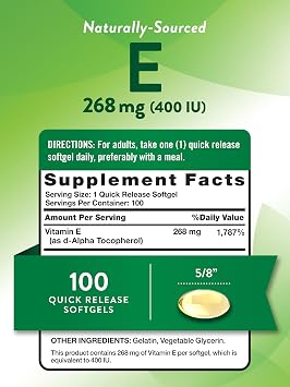 Nature's Truth Vitamin E 400 IU Softgels | 268mg | 100 Count | Non-GMO & Gluten Free Supplement | Non-GMO & Gluten Free Supplement