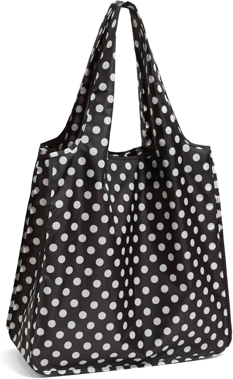 kate spade new york Reusable Shopping Tote, Lightweight Foldable Produce Bag, Black Dots
