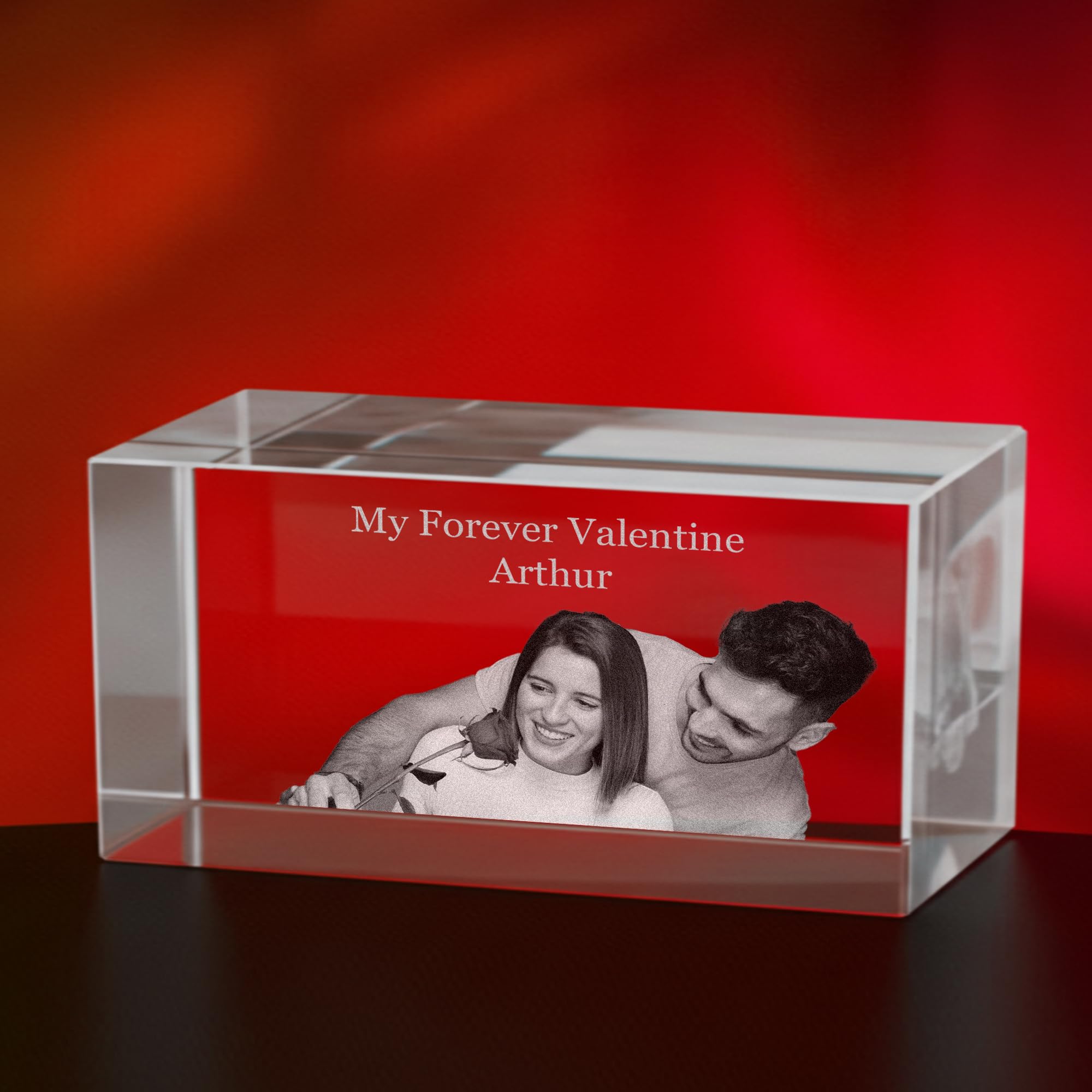 Print Maniacs Men's Crystal Clear Print Manics 3D Crystal Photo, Personalised Gifts With Your Own Photo For Dad, Mom, Wo, 3D Laser Etched Picture, Engraved Heart Crystal, Customised Memorial Anniversary Couples Gifts