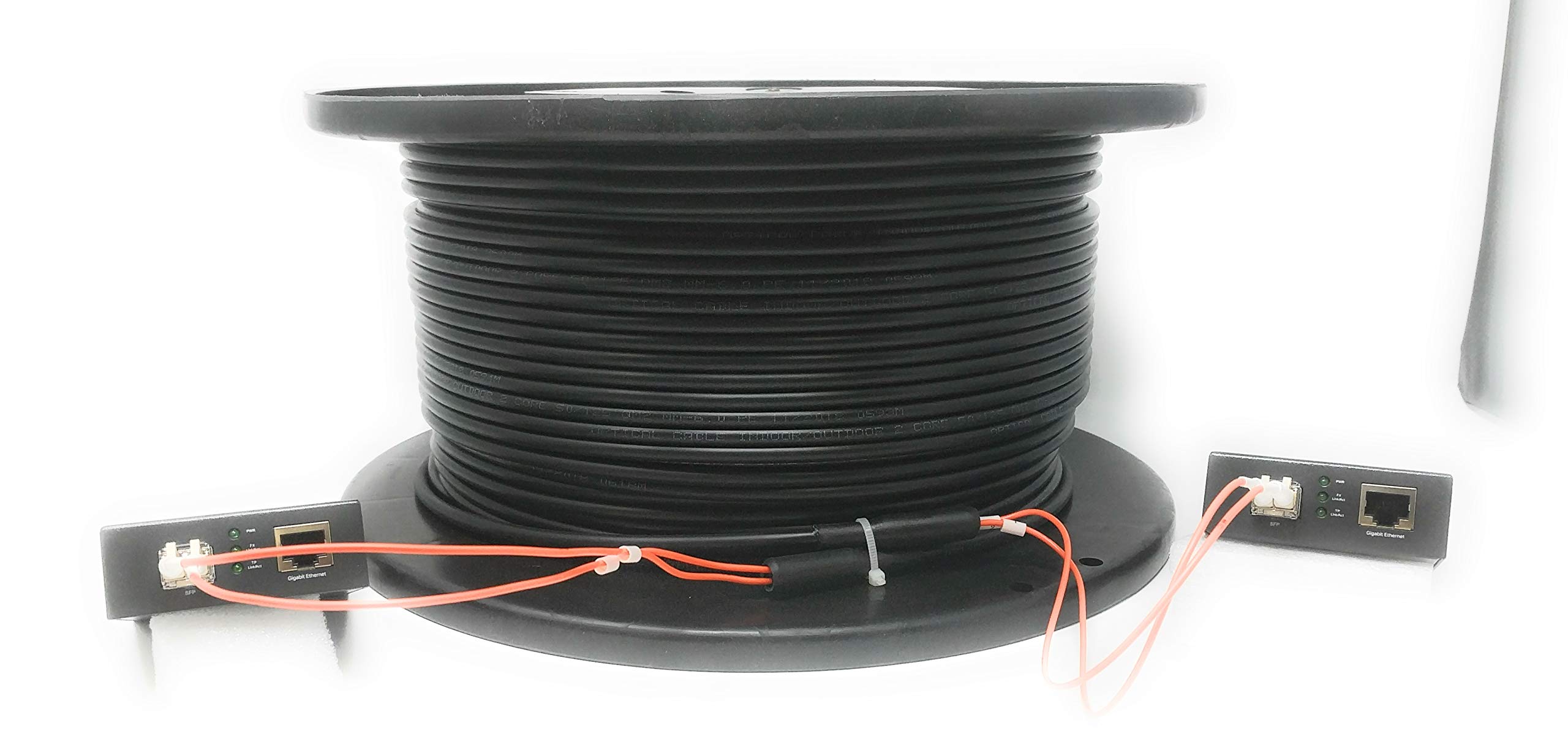 RiteAV - Zestaw przedłużający CAT 6/Cat5e, ponad 300 stóp (100 m zewnętrzny kabel z włókien w zestawie)