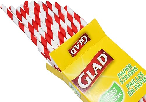 Miniatura 5 de Glad Pajitas de papel ecológicas  Paquete de 6 pajitas de papel biodegradables  Pajitas de rayas rojas y blancas, 40 unidades por paquete  240