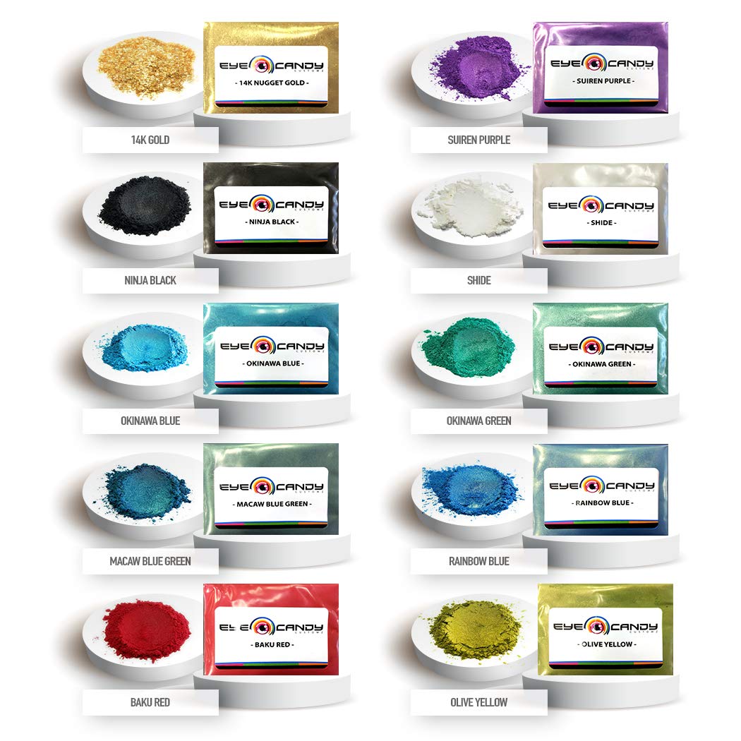 Mica Powder - Pigment Powder 10-Pack Set B - Colorant for Epoxy - Resin - Soap Molds - Candle Making - Slime - Bath Bombs - Nail Polish - Cosmetic Grade - Non-Toxic